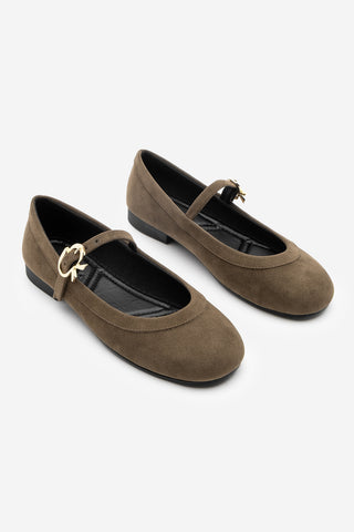 Kadın Tokalı Babet Meladi - Kahve Süet