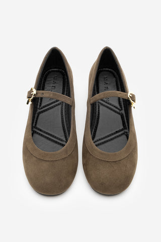 Kadın Tokalı Babet Meladi - Kahve Süet