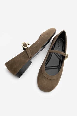 Kadın Tokalı Babet Meladi - Kahve Süet