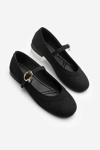 Kadın Tokalı Babet Meladi - Siyah Süet