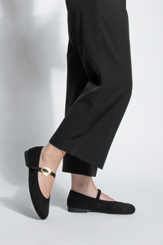 Kadın Tokalı Babet Meladi - Siyah Süet