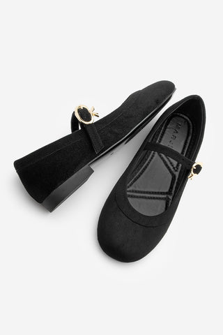 Kadın Tokalı Babet Meladi - Siyah Süet