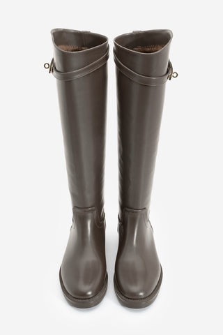 Kadın Tokalı Günlük Çizme Velote - Kahve