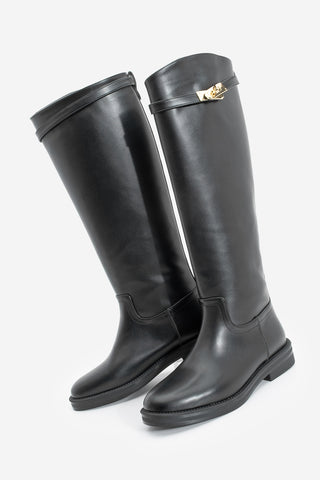 Kadın Tokalı Günlük Çizme Velote - Siyah