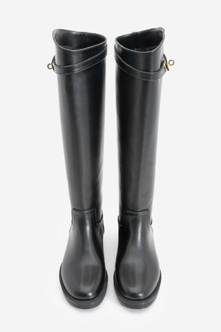 Kadın Tokalı Günlük Çizme Velote - Siyah