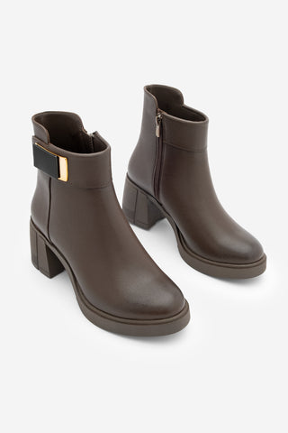 Kadın Tokalı Topuklu Bot Nuvos - Kahve