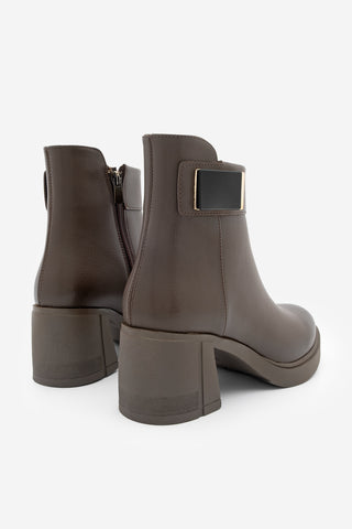 Kadın Tokalı Topuklu Bot Nuvos - Kahve