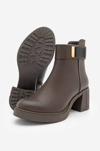 Kadın Tokalı Topuklu Bot Nuvos - Kahve