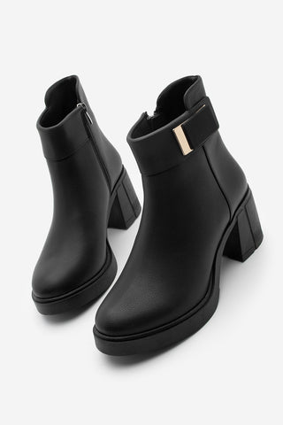 Kadın Tokalı Topuklu Bot Nuvos - Siyah