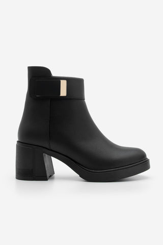 Kadın Tokalı Topuklu Bot Nuvos - Siyah