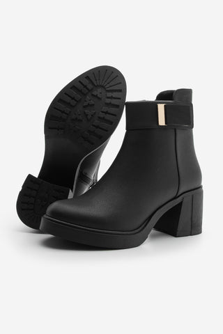 Kadın Tokalı Topuklu Bot Nuvos - Siyah