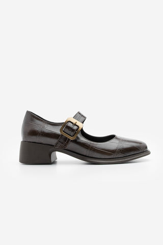 Kadın Loafer Günlük Topuklu Ayakkabı Meniz - Kahve Croco