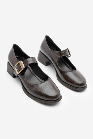 Kadın Loafer Günlük Topuklu Ayakkabı Meniz - Kahve Croco