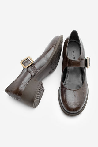 Kadın Loafer Günlük Topuklu Ayakkabı Meniz - Kahve Croco