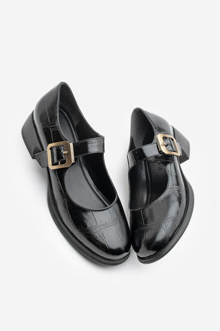 Kadın Loafer Günlük Topuklu Ayakkabı Meniz - Siyah Croco