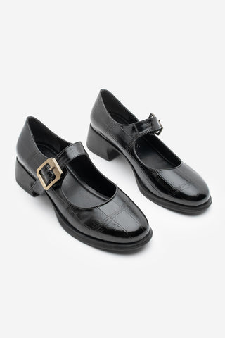 Kadın Loafer Günlük Topuklu Ayakkabı Meniz - Siyah Croco