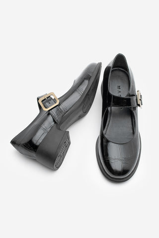 Kadın Loafer Günlük Topuklu Ayakkabı Meniz - Siyah Croco