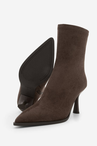 Kadın Topuklu Bot Holes - Kahve Süet
