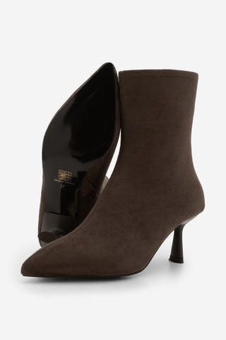 Kadın Topuklu Bot Tepon - Kahve Süet