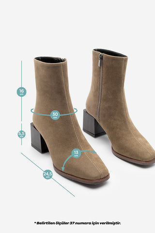 Kadın Topuklu Bot Bootie Noyes - Vizon Süet