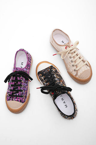 Kadın Sneaker Tüvit Kumaş Spor Ayakkabı Akva - Siyah