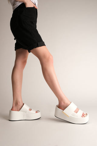 Kadın Dolgu Topuk Terlik Viras - Beyaz