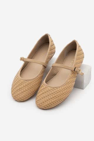 Kadın Bantlı Örgü Desen Günlük Babet Avinel - Camel