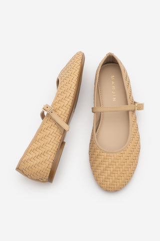 Kadın Bantlı Örgü Desen Günlük Babet Avinel - Camel