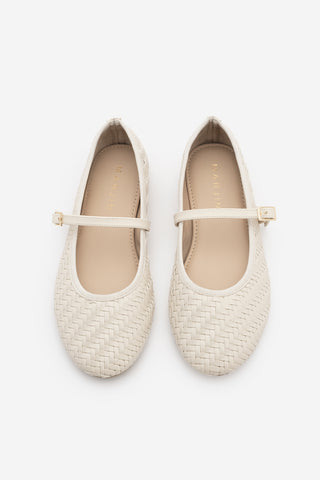 Kadın Bantlı Örgü Desen Günlük Babet Avinel - Ekru