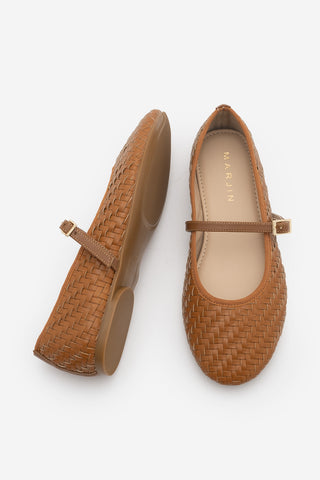 Kadın Bantlı Örgü Desen Günlük Babet Avinel - Taba