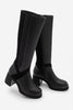 Kadın Lastikli Kalın Topuklu Çizme Voleris - Siyah