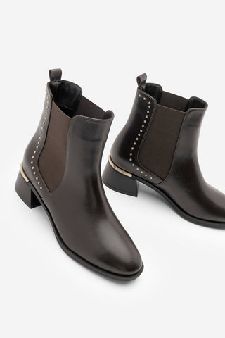 Kadın Zımbalı Topuklu Bot Ernaz - Kahve