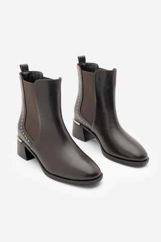 Kadın Zımbalı Topuklu Bot Ernaz - Kahve