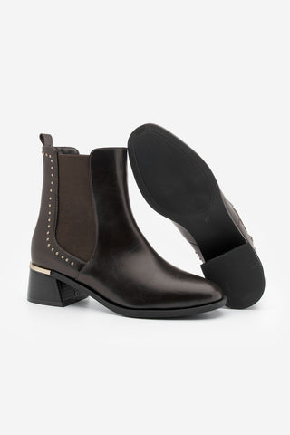 Kadın Zımbalı Topuklu Bot Ernaz - Kahve