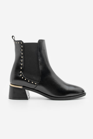 Kadın Zımbalı Topuklu Bot Ernaz - Siyah