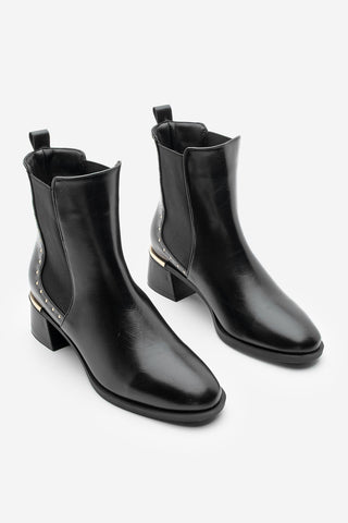 Kadın Zımbalı Topuklu Bot Ernaz - Siyah