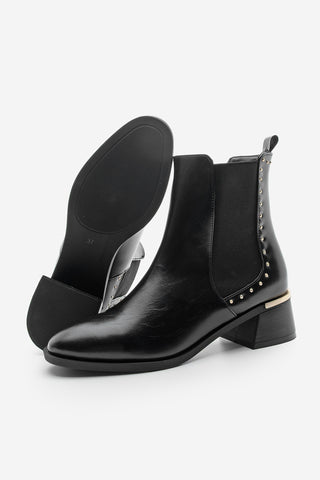 Kadın Zımbalı Topuklu Bot Ernaz - Siyah