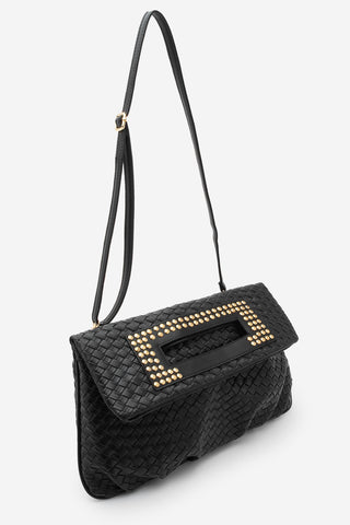 Kadın Zımbalı El Ve Omuz Çantası Panes - Siyah