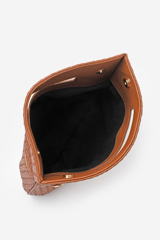 Kadın Zımbalı El Ve Omuz Çantası Panes - Taba