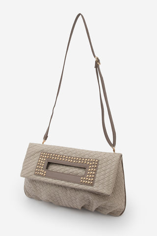 Kadın Zımbalı El Ve Omuz Çantası Panes - Vizon