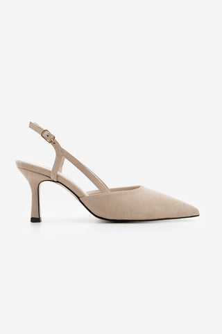 Kadın Klasik Topuklu Ayakkabı Suder - Bej Süet