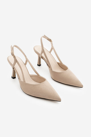 Kadın Klasik Topuklu Ayakkabı Suder - Bej Süet