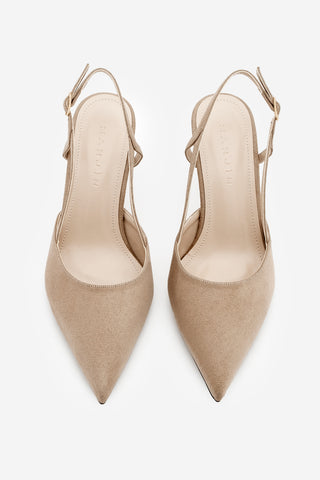 Kadın Klasik Topuklu Ayakkabı Suder - Bej Süet