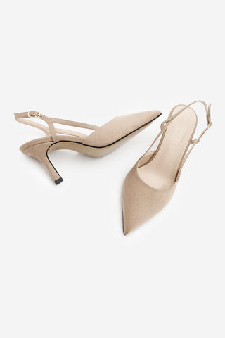Kadın Klasik Topuklu Ayakkabı Suder - Bej Süet