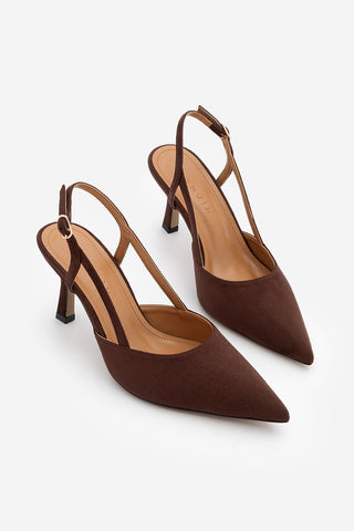 Kadın Klasik Topuklu Ayakkabı Suder - Kahve Süet