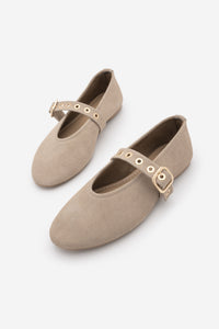 Kadın Tokalı Bantlı Babet Harves - Bej Süet