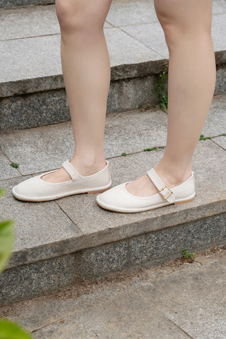 Kadın Keten Bantlı Babet Mirces - Ekru