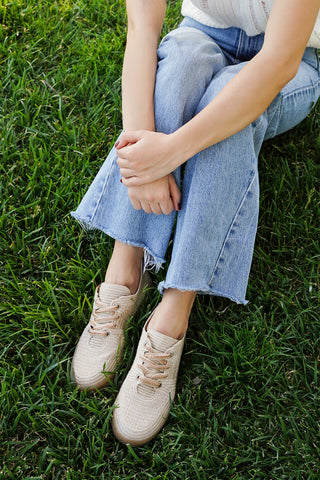 Kadın Sneaker İşlemeli Nakışlı Spor Ayakkabı Nolen - Bej