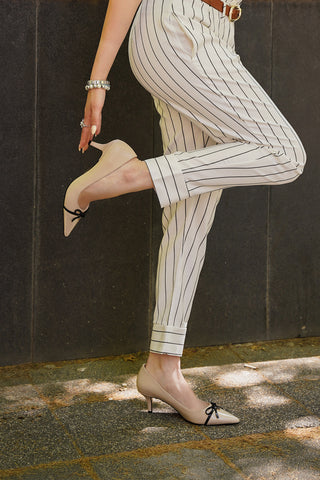 Kadın Stiletto Fiyonklu Topuklu Ayakkabı Ondes - Bej