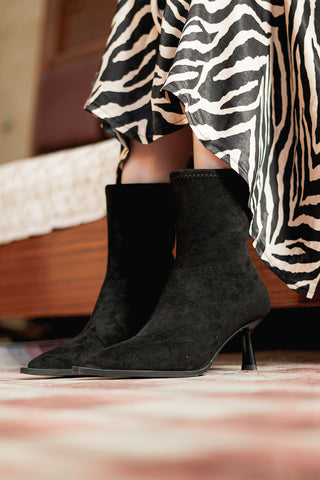 Kadın Topuklu Bot Pesina - Siyah Süet